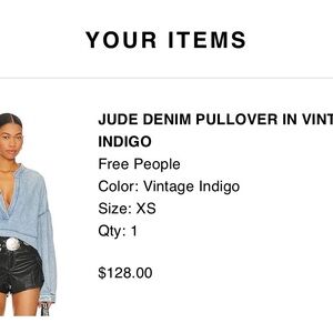 Free People Indigo Denim Pullover